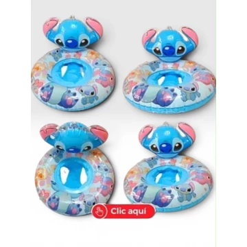 Stitch mintás baba úszógumi fejtámlával – beleülős kivitel, 70 cm