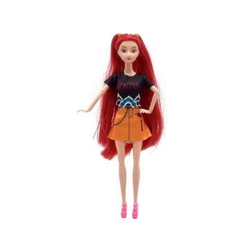 K-POP Mira – Piros hajú divatbaba 30cm