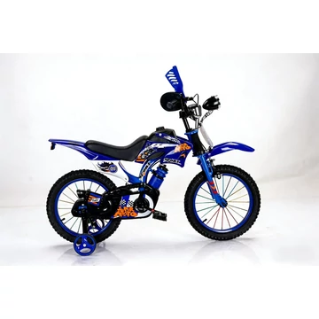 Gyerek CROSS Motor stílusú kerékpár – pótkerékkel, kulaccsal KÉK 12"