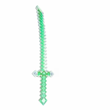 Világító Pixeles kard hangeffektes Minecraft jellegű, 61cm, zöld