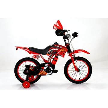 Gyerek CROSS Motor stílusú kerékpár – pótkerékkel, kulaccsal PIROS 