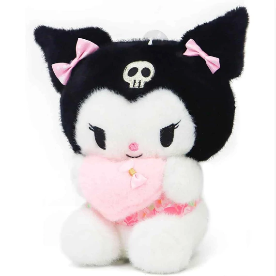 Plüss játék, Kuromi típusú a Hello Kitty Sanrio sorozatból, mérete 20 cm, színe fekete fehér rózsaszín