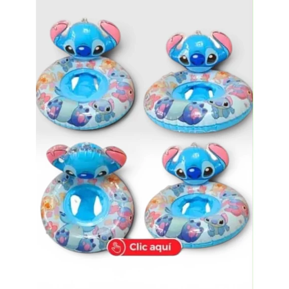 Stitch mintás baba úszógumi fejtámlával – beleülős kivitel, 70 cm