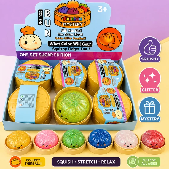 Squishy Bun – Rainbow Mystery Dumpling (Sugar Edition)